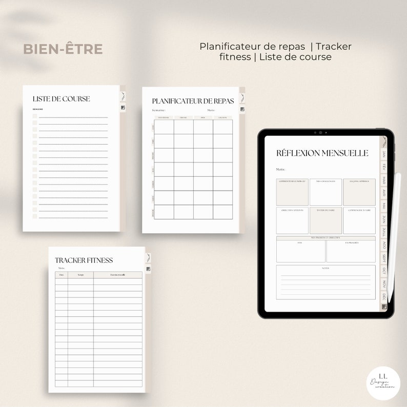 Digital Agenda 2024 Planner in French Digital Planner 50 Pages With