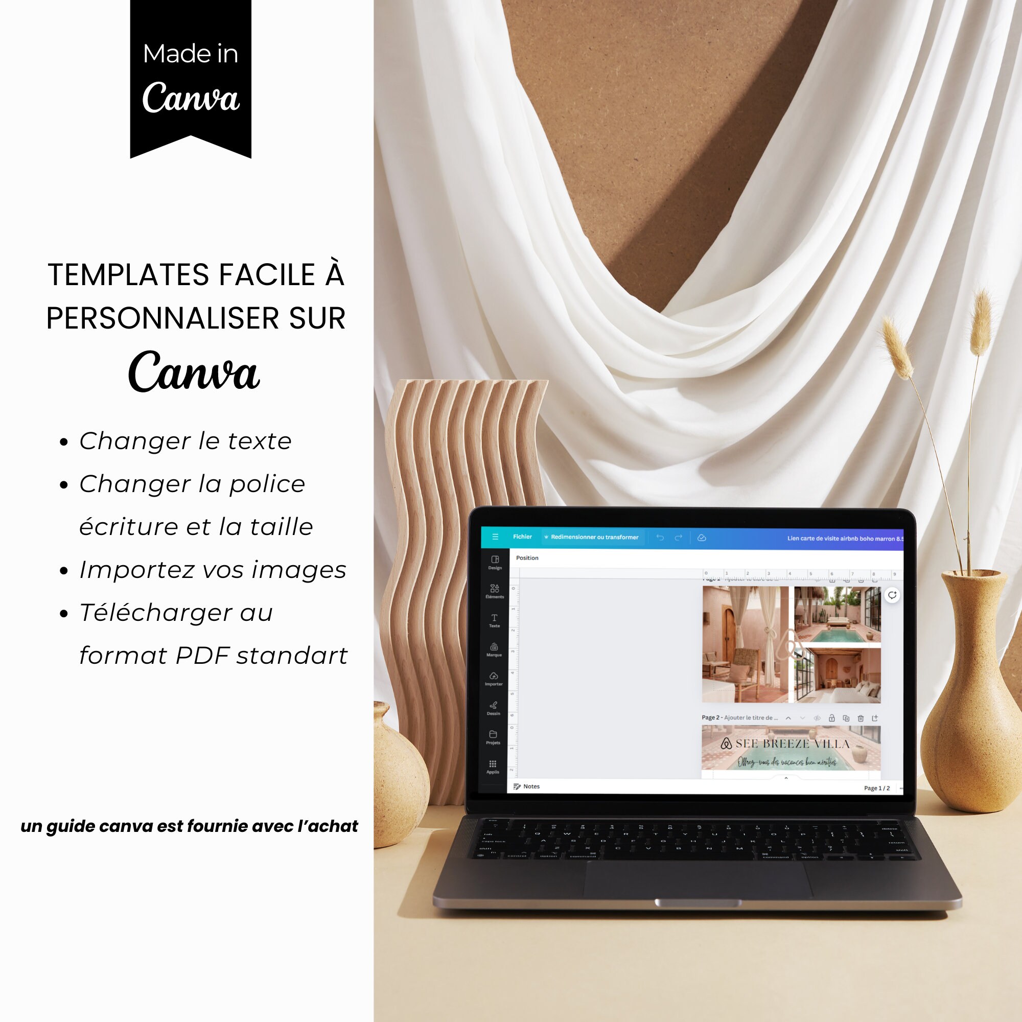 AIRBNB Carte de visite Airbnb location saisonnière avec emplacement QR code, pour une