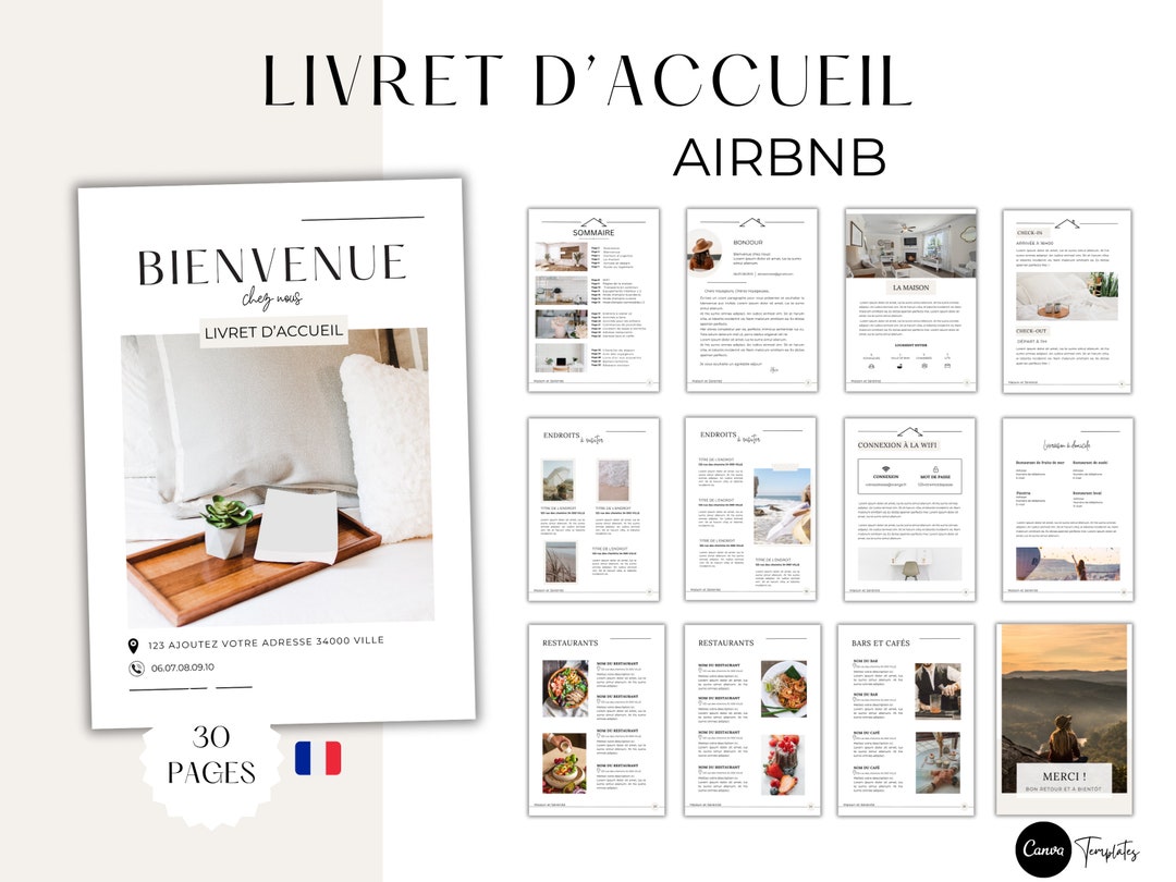 AIRBNB livret d'accueil en français 30 pages location - Etsy France