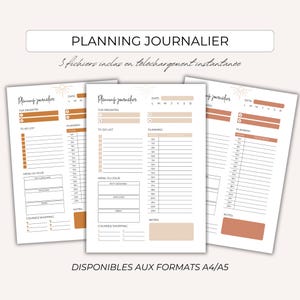 Daily planner, Planner in French, Undated daily planner with schedule, for Goodnotes or to print, A4 and A5,