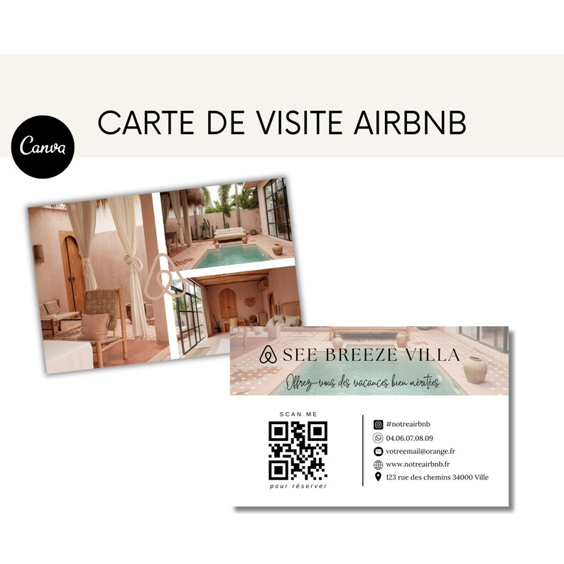 AIRBNB Carte de visite Airbnb location saisonnière : avec emplacement QR code, pour une expérience de réservation moderne et tendance image 7