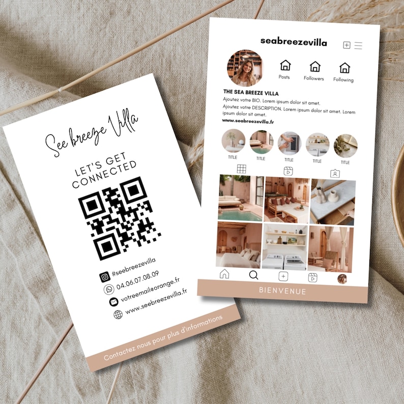 AIRBNB Carte de visite vertical, Instagram business card,diy canva business card template,digital card, template canva,digital business card image 1