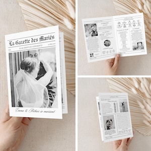 French Wedding Gazette, Wedding Gazette, Customizable on Canva, Wedding Journal Template, 4 A3-A4-A5 pages