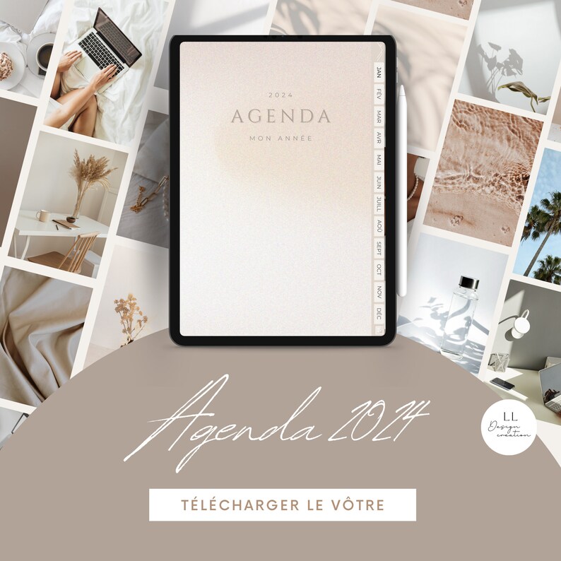 Digital Agenda 2024 Planner in French Digital Planner 50 Pages With