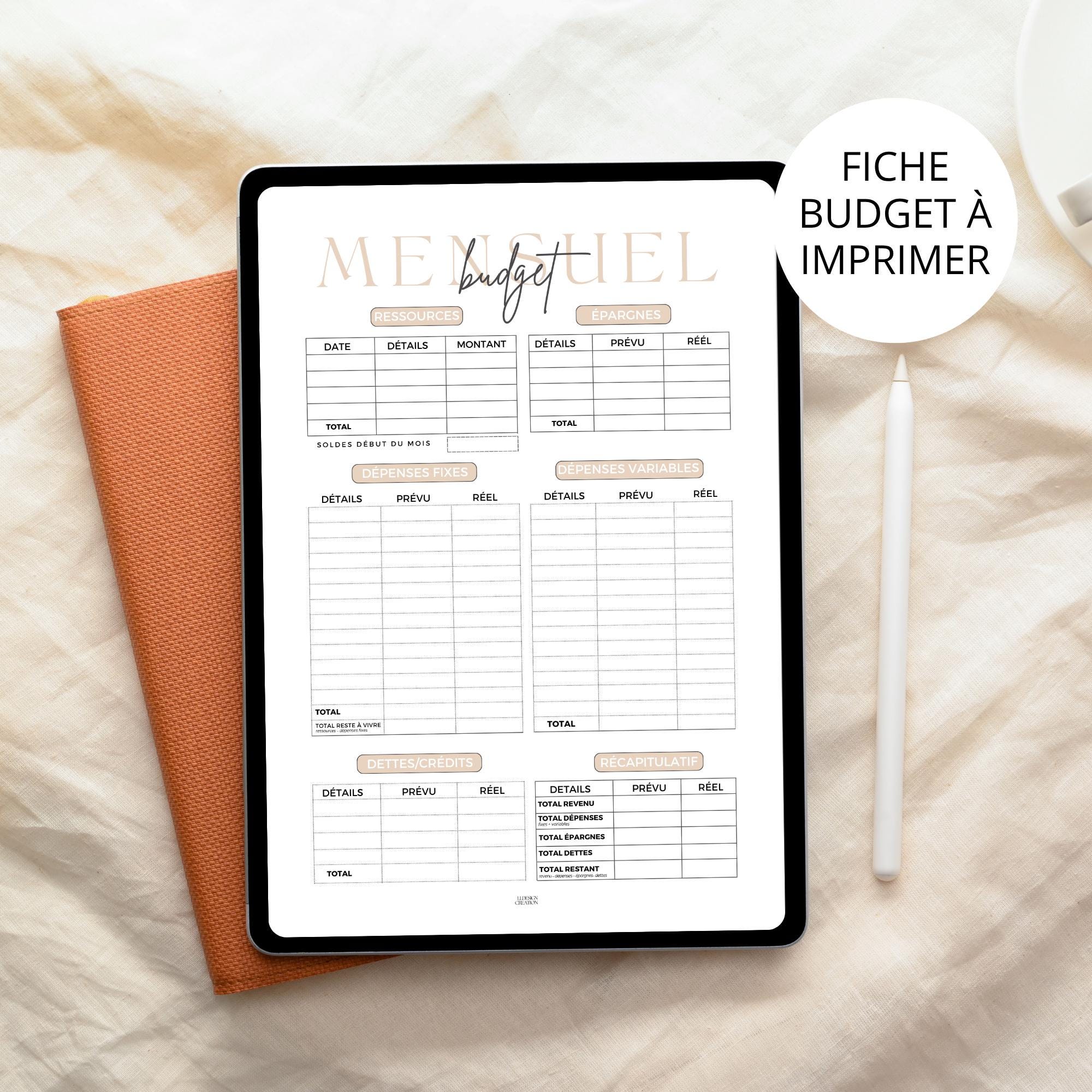 Printable budget planner in French, Monthly financial tracking sheet, can be used with GoodNotes, Budget planner