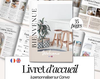 Airbnb Welcome Book | Welcome Book Template | French English | Vacation Rental Welcome Guide | Canva Template