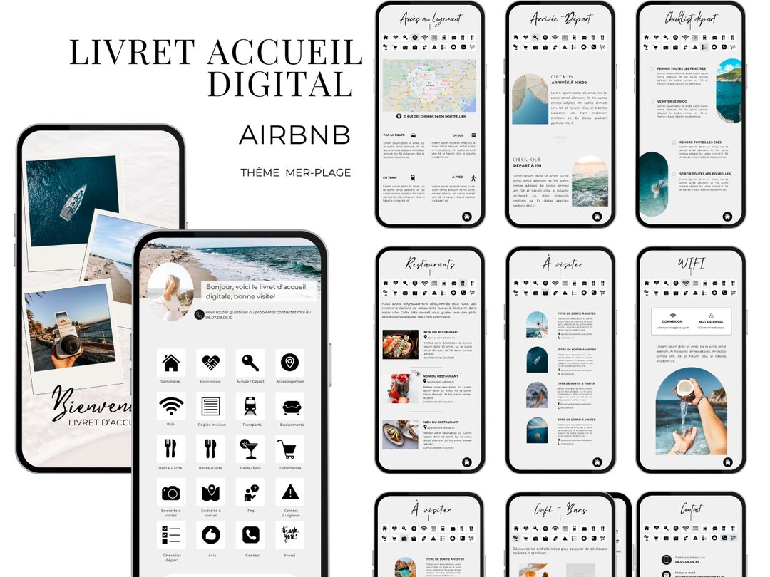 Airbnb Livret D'accueil Digital, Airbnb Plage, Modèle En Français 20p a