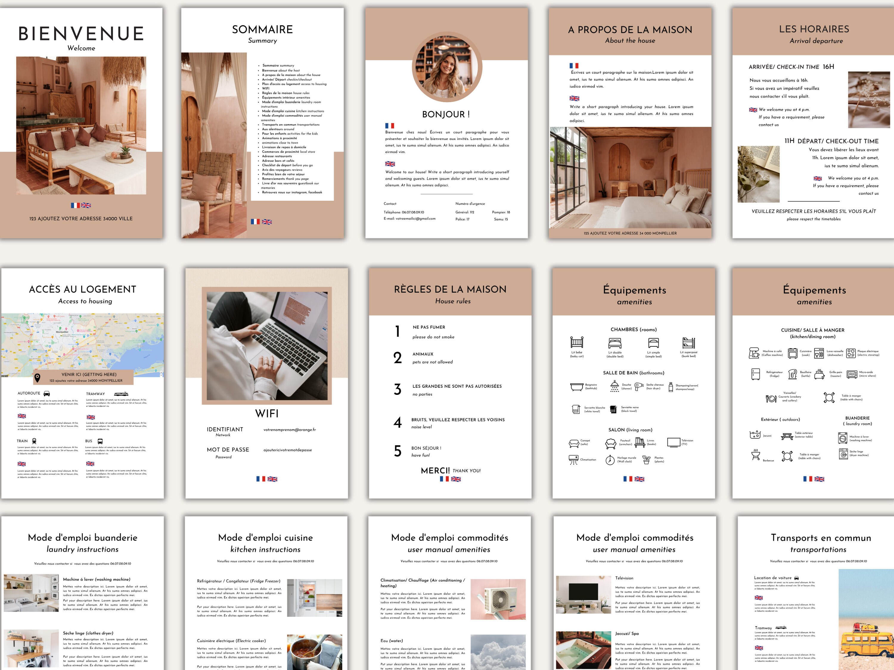 Livret D'accueil Airbnb Modèle Canva En Français Et Anglais De 30 Pages