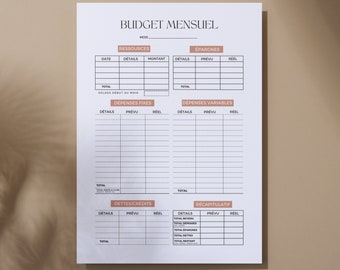 French monthly budget sheet, Budget planner, Financial monitoring per month, Printable A4 or A5 or with GoodNotes