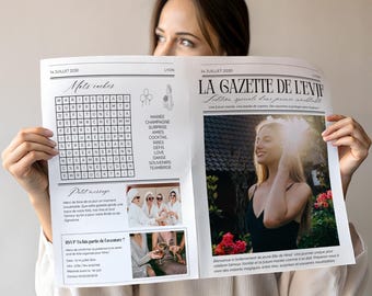Customizable French Bachelorette Party Gazette on Canva | Bachelorette Party Journal | Digital PDF Download