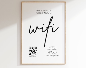 Airbnb Affiche Wifi Français, Panneau Wifi à personnaliser sur Canva, Format A4, Airbnb Template Canva