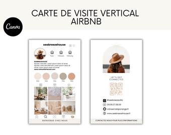 AIRBNB Carte de visite vertical,Instagram business card,diy canva business card template, digital card, template canva,digital business card