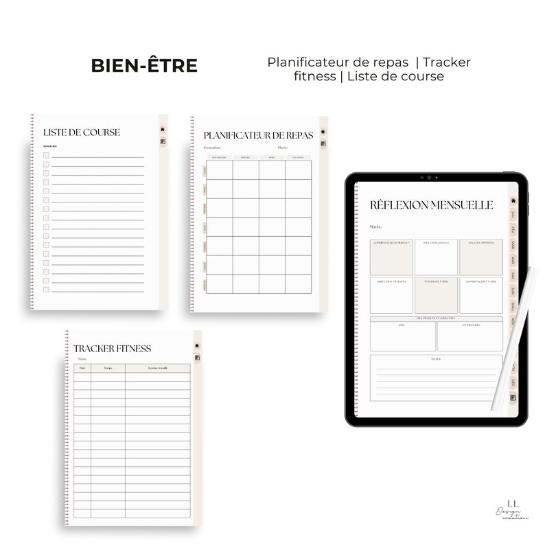 Planner digital 2024 en français Planificateur numérique 50 pages avec des liens hypertextes pour GoodNotes ou autres applications Pdf image 7