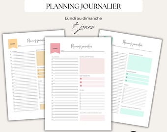 To do list, undated daily planner, customizable PDF daily planner on Canva, A4 and A5 formats, 7 templates in French