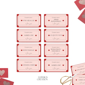 Coupon d’amour à imprimer, Love, St Valentin, Bon pour, couple, mariage, Idées de cadeaux à offrir, défis couple, à imprimer soi même