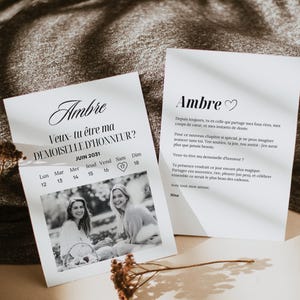 Carte demande de témoin de mariage, Demande Demoiselle d’Honneur Originale en Français, Modèle Canva Personnalisable,3 Formats A4-A5-A6
