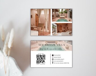 AIRBNB Carte de visite Airbnb location saisonnière : avec emplacement QR code, pour une expérience de réservation moderne et tendance