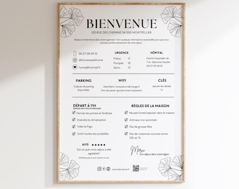 Customizable Airbnb Welcome Sign in French on Canva, Welcome sign for vacation rentals
