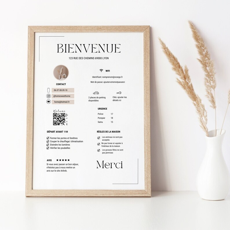 Panneau De Bienvenue Airbnb, Modèle Modifiable De