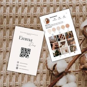 French vertical business card | Instagram business card | QR code business card | Customizable on Canva | Business card examples