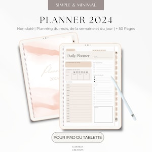 Planner digital 2024 en français Planificateur numérique 50 pages avec des liens hypertextes pour GoodNotes ou autres applications Pdf image 1