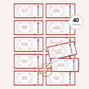 Coupon d’amour St Valentin français à imprimer, Bon pour couple, mariage, Idées cadeaux à offrir, défis couple