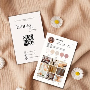 Customizable Instagram Business Card | Vertical Business Card with QR Code | Canva Template for Beautician, Beauty Salon, Coach