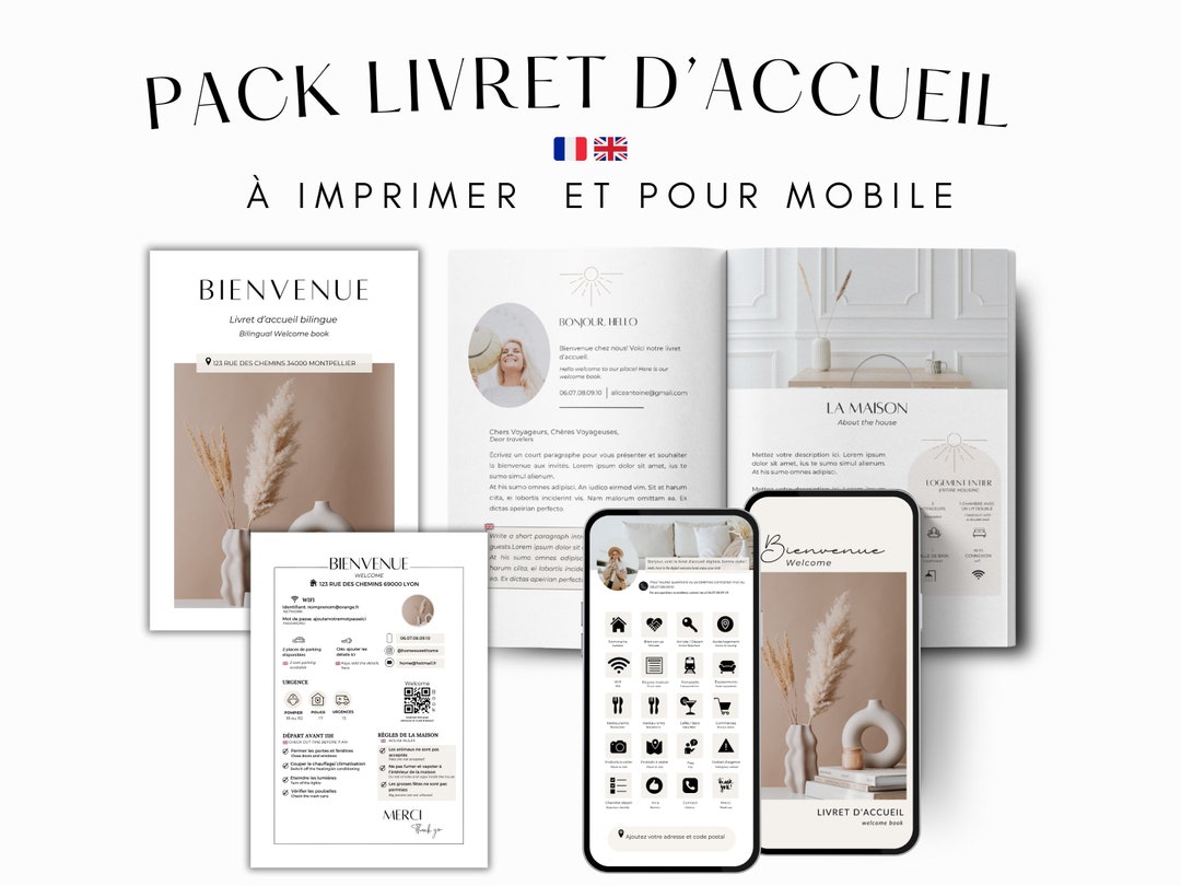 PACK: Modèle Livret D'accueil AIRBNB En Français Anglais 16 Pages, 1