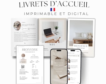 Airbnb Livret accueil Pack de + 20 pages en français | Modèle guide accueil pour logement saisonnière, gîtes à personnaliser sur Canva