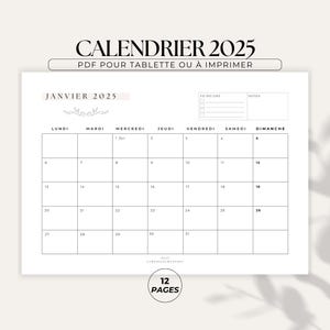 2025 Calendar | Printable 2025 Calendar | Monthly Calendar | French 2025 Calendar | Monthly Planner |