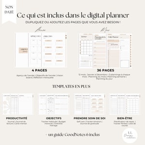 Planner digital 2024 en français Planificateur numérique 50 pages avec des liens hypertextes pour GoodNotes ou autres applications Pdf image 4