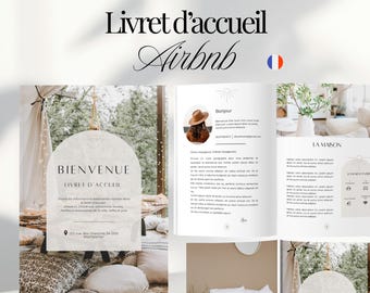Customizable French Airbnb Welcome Booklet (16 Pages) | Canva Template | Vacation Rental Host Guide