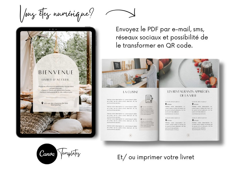 AIRBNB livret d'accueil en français 16 pages, 6 affiches airbnb offerts, location saisonnière, Modèles livret accueil, airbnb TEMPLATE canva image 9