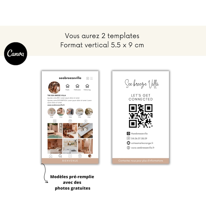 AIRBNB Carte de visite vertical, Instagram business card,diy canva business card template,digital card, template canva,digital business card image 6