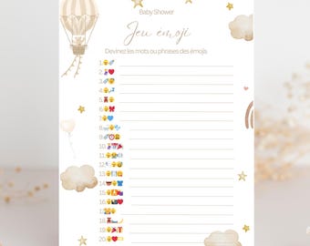 Printable Emoji Baby Shower Game: 20 Questions to Guess | Baby Shower Activity | Prenatal Party Game (PDF)