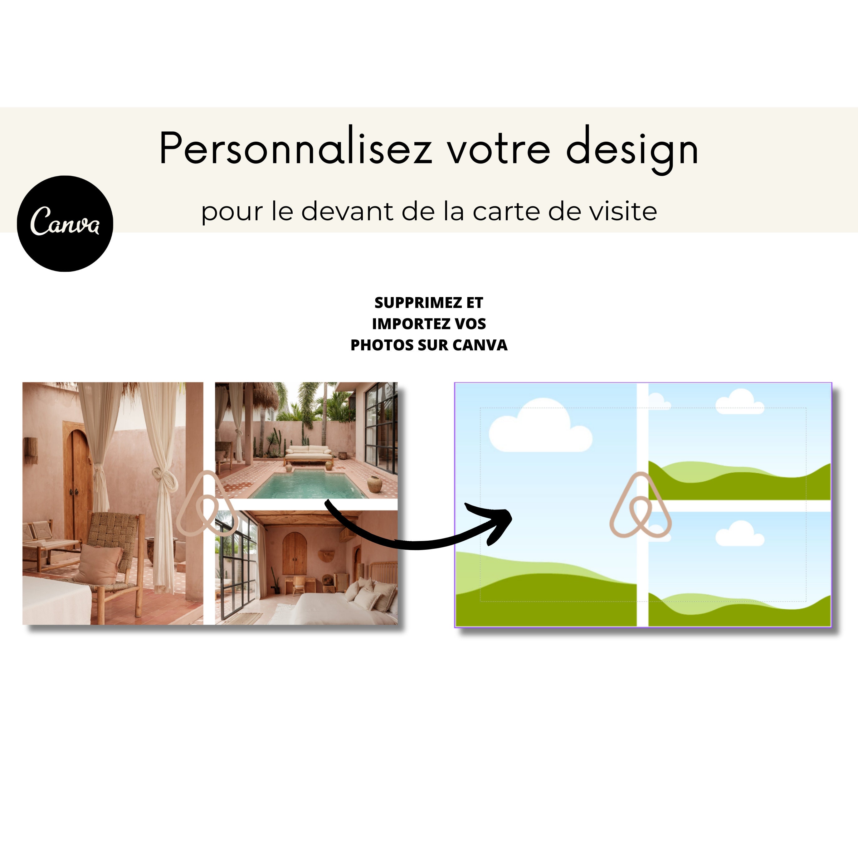 AIRBNB Carte de visite Airbnb location saisonnière avec emplacement QR code, pour une