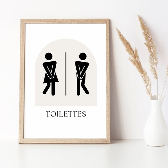 Panneau Toilette En Bois - Déco Murale Unisexe, Style Rustique, 20x20 Cm, Pour Maison, Bureau, Hôtel - 6
