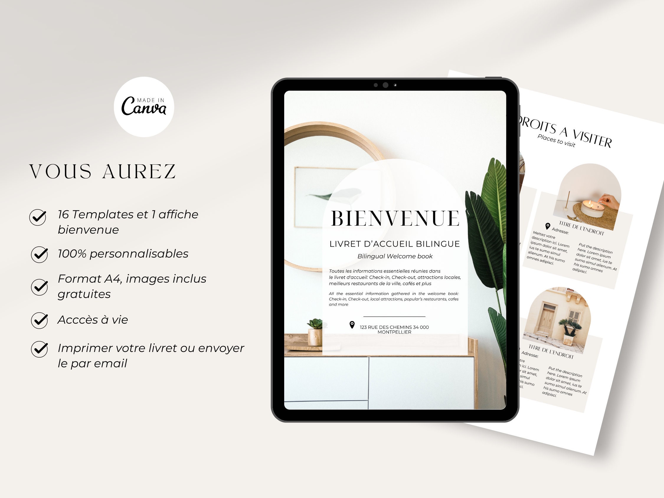 AIRBNB livret d'accueil en français et anglais 16 pages | 1 affiche