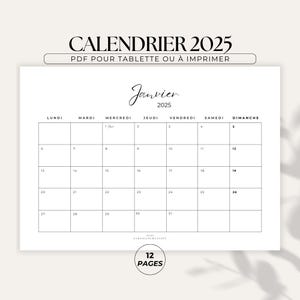 2025 Calendar | Printable 2025 Calendar | Monthly Calendar | French 2025 Calendar | Monthly Planner | Minimalist and Elegant