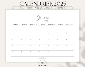 2025 Calendar | Printable 2025 Calendar | Monthly Calendar | French 2025 Calendar | Monthly Planner | Minimalist and Elegant