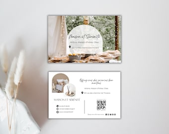 Airbnb carte de visite gîte, location saisonnière : avec emplacement QR code, pour une expérience de réservation moderne et tendance