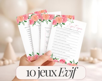 Pink Flower Hen Party Games - 10 Games | Customizable on Canva and Printable | Hen Party | PDF
