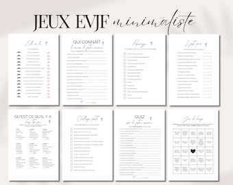 Bachelorette Party Games - Minimalist Theme | Pack of 20 Bachelorette Party Games in French | Bachelorette Party Activities | Printable Bachelorette Party Kit | Customizable on Canva