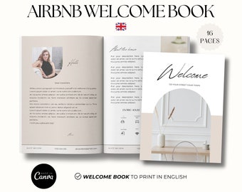 Airbnb livret accueil en anglais 16 pages, Livre d'or,  Welcome book Airbnb | GuestBook | template canva | Location de vacances, saisonnière