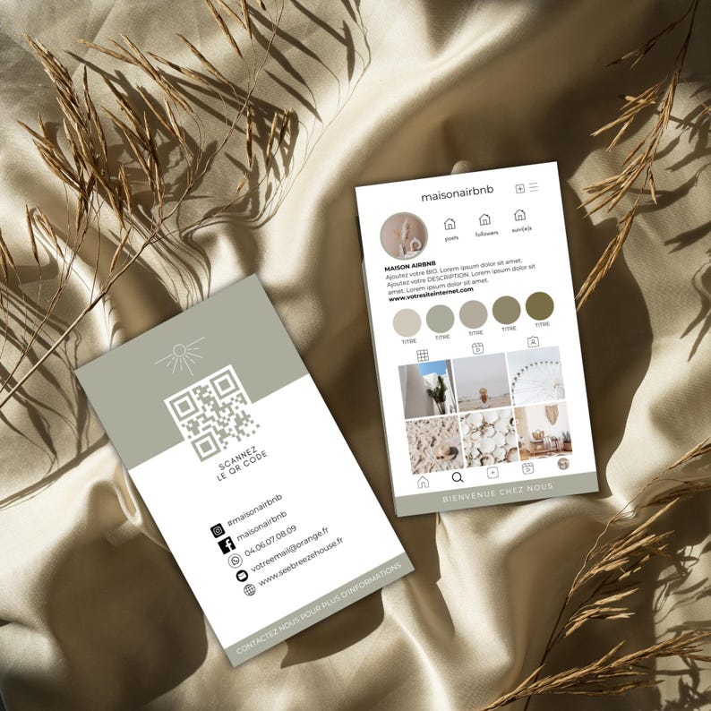 Vertical format business card to personalize on Canva for seasonal rental - Instagram business card image 7