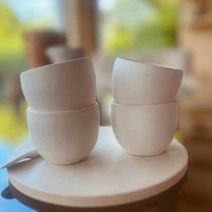 Espresso stoneware coffee cups, Matte White