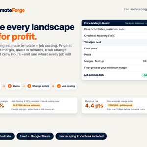 Modello di preventivo per lavori di giardinaggio, foglio di calcolo per appaltatori di giardinaggio, calcolatore di preventivi per opere di muratura, preventivo, calcolo dei costi di progetto, Excel e Fogli Google