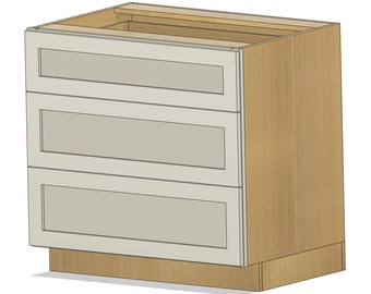 Fully Adjustable FACE FRAME 3 Drawer Base Cabinet Fusion 360 File