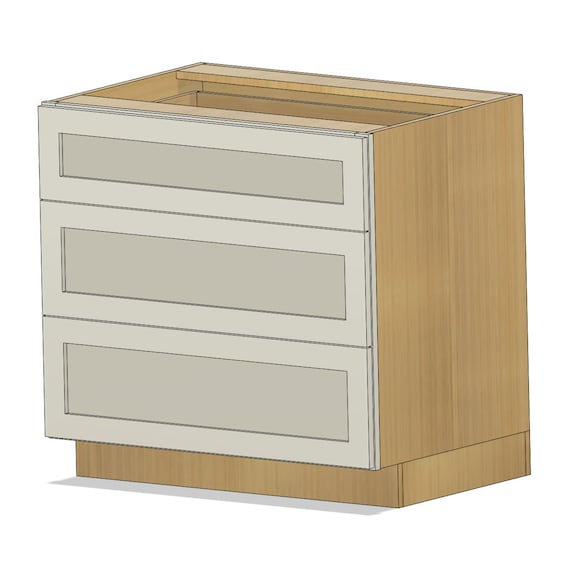 Fully Adjustable FACE FRAME 3 Drawer Base Cabinet Fusion 360 File
