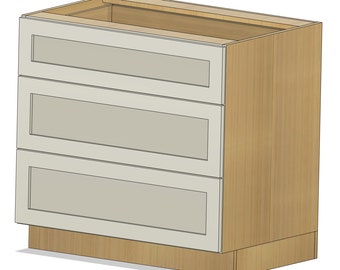 Fully Adjustable FRAMELESS Three Drawer Base Cabinet Fusion 360 File